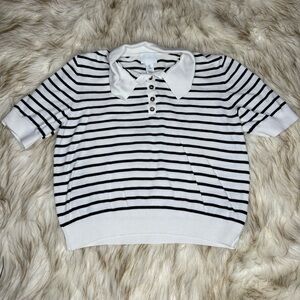 H&M Cream and Black Striped Button-Up